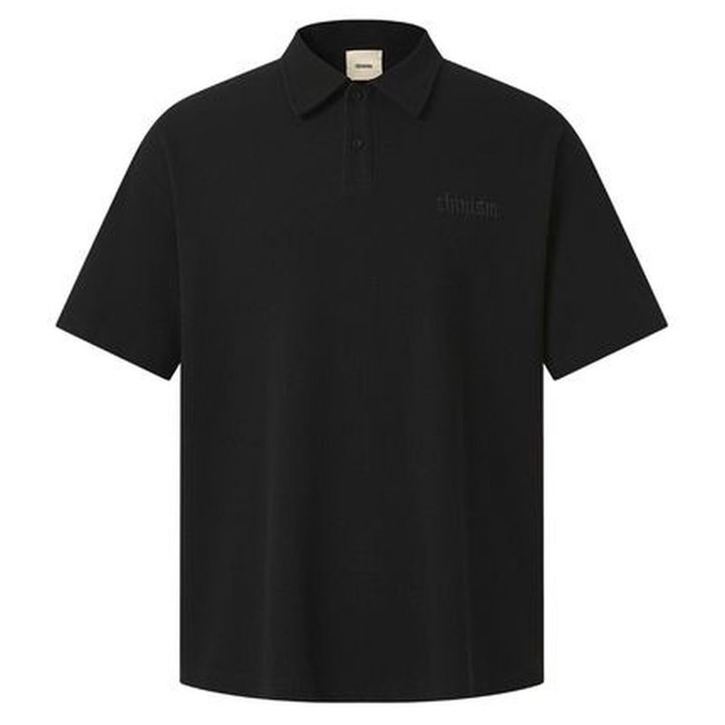 纯色小刺绣黑色Polo衫 夏季短袖 细节图1