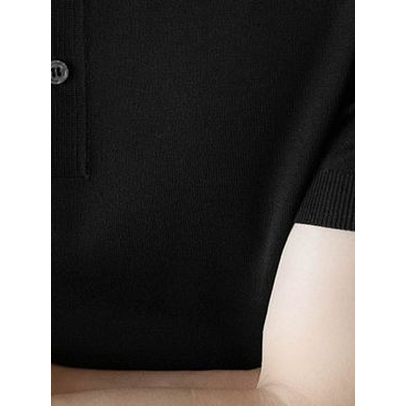 桑蚕丝透气凉感Polo衫 针织翻领 细节图2